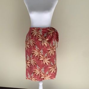 Tommy Bahama Silk Wrap Skirt. Never worn. Size L. Pink and Coral Tropical Print